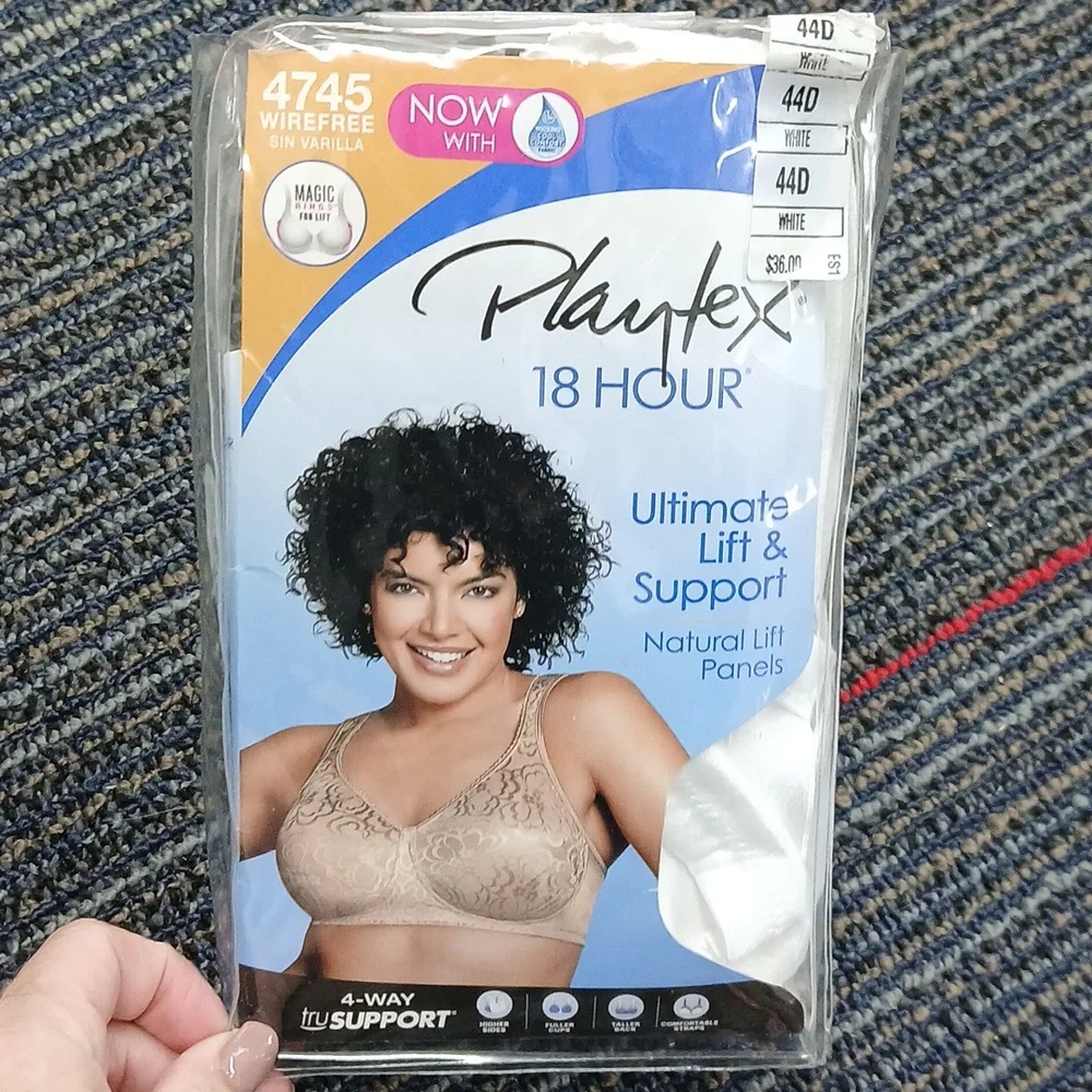 NWT Playtex 18 Hour 44D Ultimate Lift & Support Wireless Full Figure Bra